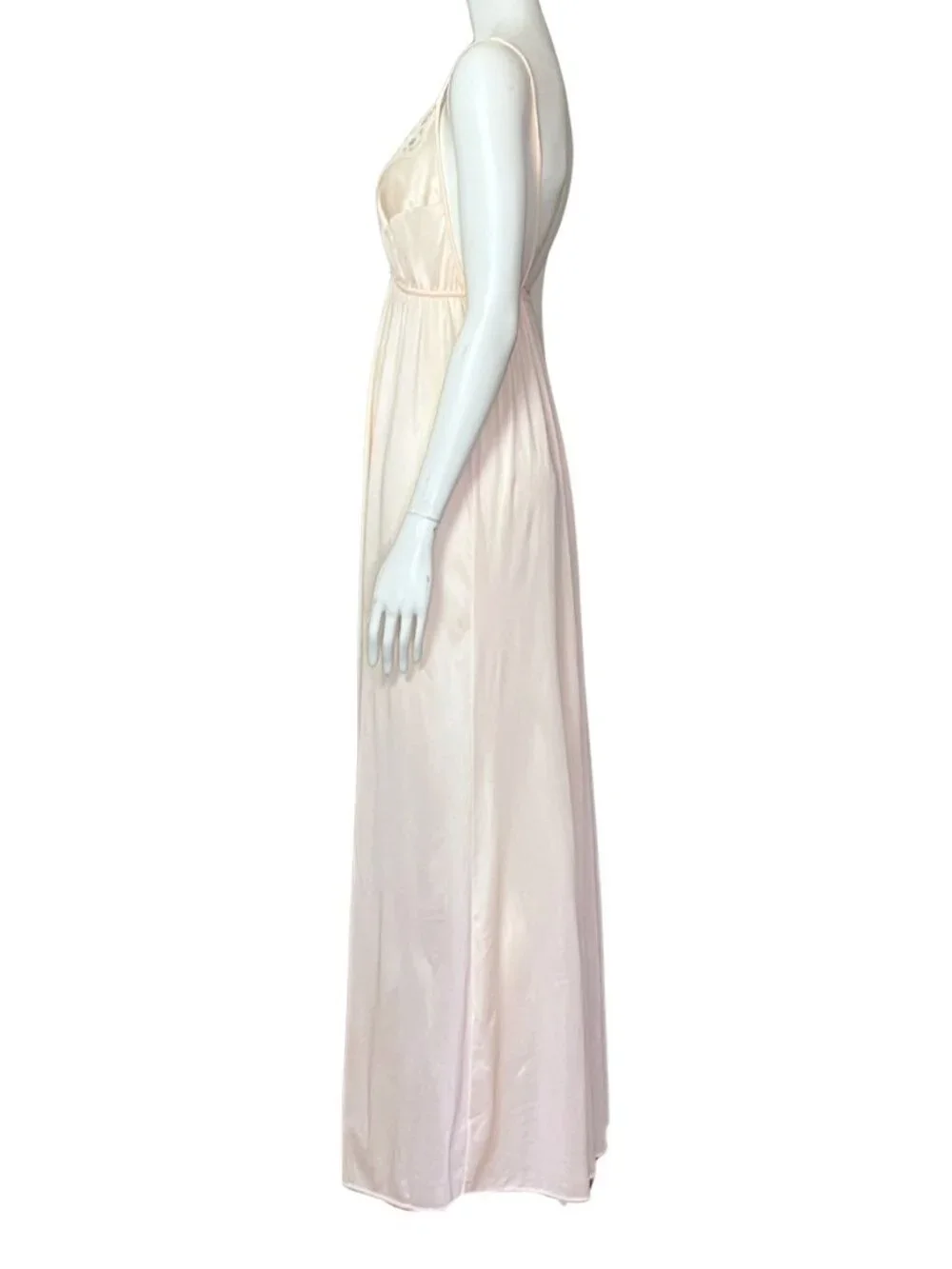 Vintage 60s Pale Peach Lingerie Nightgown Slip Dress. XS. Coquette Maxi Long - Picture 3 of 10